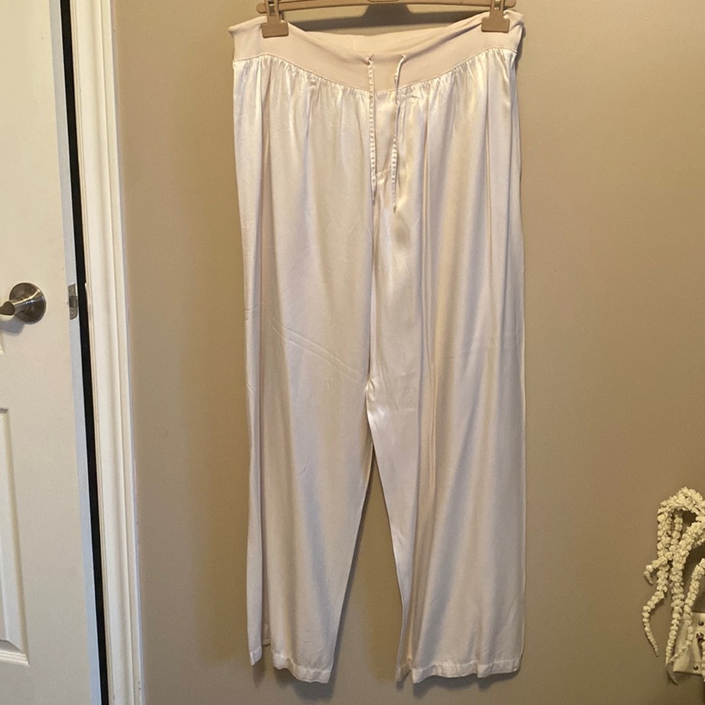 Satin pj pants, straight leg, no pockets